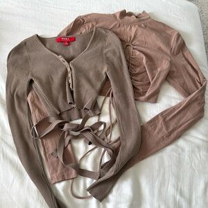 Brown Long Sleeved Crop tops